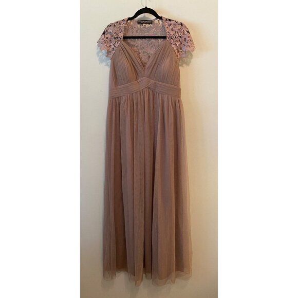Little Mistress Formal Maxi Dress Lace & Tulle Blush Pink Size 10 - Picture 1 of 11